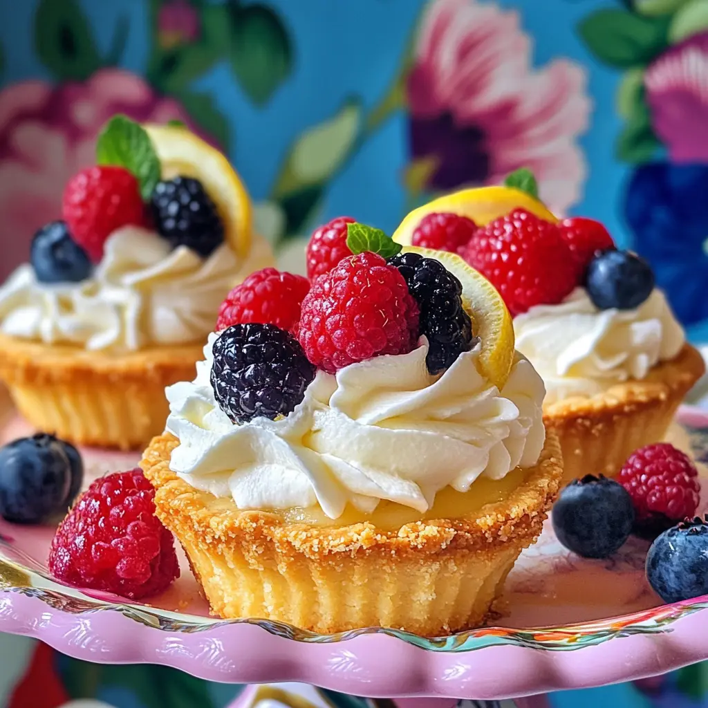 baby-lemon-impossible-pies-toppings baby lemon impossible pies with whipped cream and berries