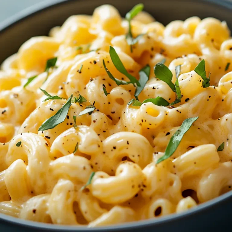 Creamy white cheddar mac and cheese in a bowl.